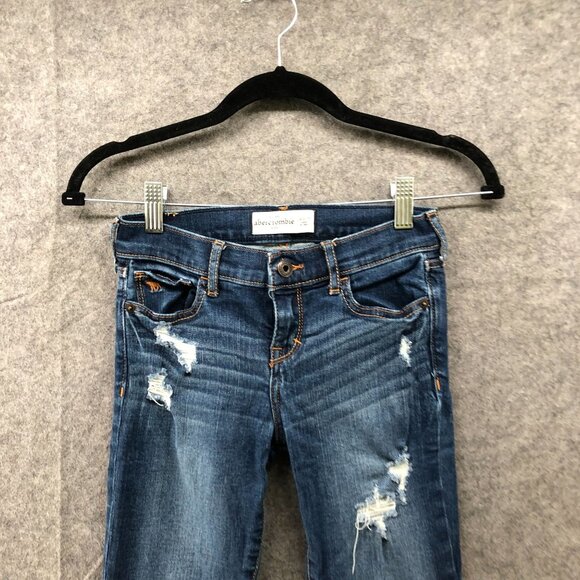 Abercrombie Kids Girls Size 14 Slim Skinny Jeans Blue Distressed - Picture 3 of 8